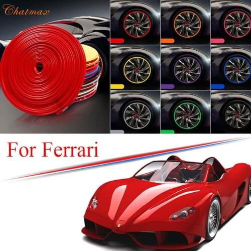 9 Colors Car Wheel Hub Rim for Ferrari 488 F8 Roma 812 458 Spider Edge Protector Ring Tire Strip Guard Rubber Decals 8M