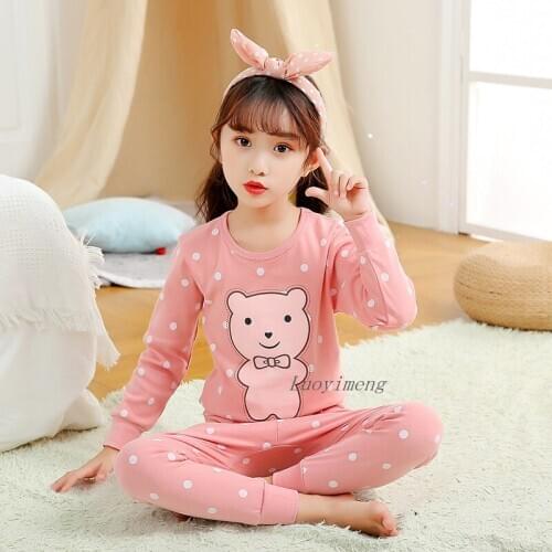 Baby Girls Pajamas Autumn Winter Long sleeve Childrens Clothing Sleepwear Cotton Pyjamas Sets For Kids 2 4 6 8 10 12 Years