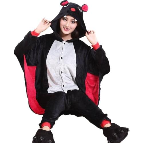 Bat Kigurumis Women Girls Pajama Animal Onesie Funny Cute Suit Winter Warm Sleepwear Festival Cartoon Party Outfit Overalls