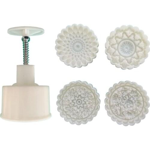 Plastic Mooncake Mold 150g Flower Stamp Cookie Cutter Mould DIY Baking Accessories Mid-Autumn Festival Kitchen Gadgets