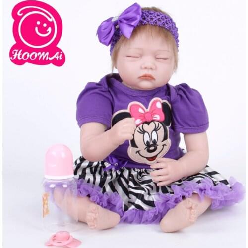 22" Realistic Sleeping Bebe Baby Dolls For Kid Birthday Childrens Day Gift Lovely Reborn Baby Doll Soft Vinyl Cloth Body 55CM
