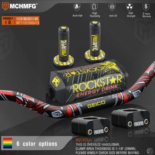 Handlebar For Pro Taper Pack Bar 1-1/8" Classic Handle bar Pads Grips Pit Pro Racing Dirt Pit Bike Motorcycle With CNC Adapter