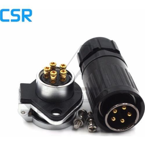 HP20 series, 5pin Waterproof Adapter Screw Locking Cable Industrial, 5pin Electrical Terminal Wire Adapter Screw Soldering