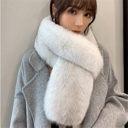 Women real fox fur winter warm scarf 90cm long female fox fur ring scarves decoration fur collar