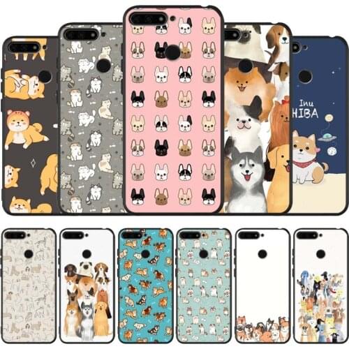 Cartoon Animals Dogs black Silicone Phone Case For honor 30 20 Pro 8 8X 9 10 20 Lite Mate 10 20 30 Lite Pro cover