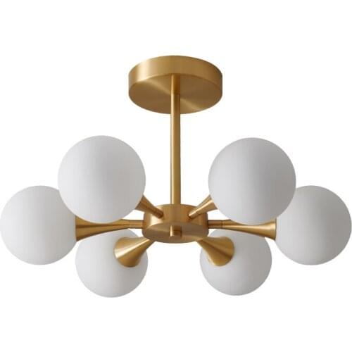 Nordic LED Chandelier for the Kitchen Bedroom Dining Room Modern Copper Glass Ball Ceiling Pendant Lamp Hanging Lighting Home