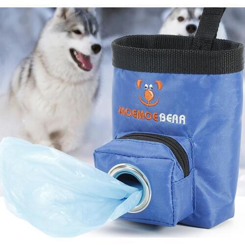 Pet Dog Pet Portable Feeding Bag With Garbage Bags Oxford Cloth Training Reward Snack Pockets Dog Bowl