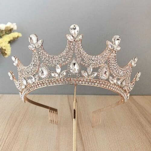 FORSEVEN Women Girls Birthday Party Headbands Shining Crystal Tiaras and Crowns for Bride Noiva Wedding Veil Princess Diadem