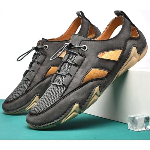 Summer Designer Hollow Out Shoes Men 2021 Genuine Leather Luxury Brand Loafers Men Moccasins Handmade Hiking Sandals Men