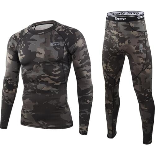 Outdoor Function Underwear Spring Autumn Thin Tight Stretch Camouflage Training Underwear Men Fitness Running Exercise Suits