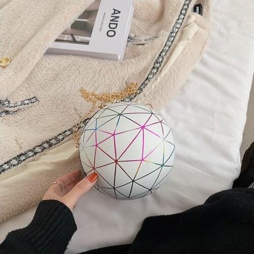 Women Lightweight Shoulder Bag, Stylish Round Ball Shaped Crossbody Bag with Chain Strap