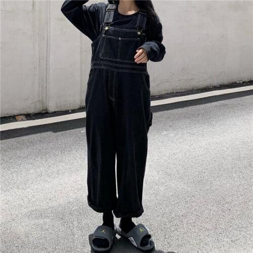 Design Sense Ins Retro Denim Overall Womens Autumn New Student Age-Reducing Versatile Straight Wide Leg One-Piece Trousers