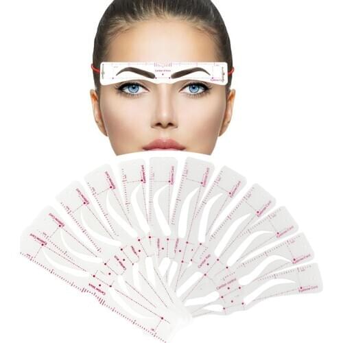 12Pcs/set Reusable Eyebrow Stencil Set Eye Brow DIY Drawing Guide Styling Shaping Grooming Template Card Easy Makeup