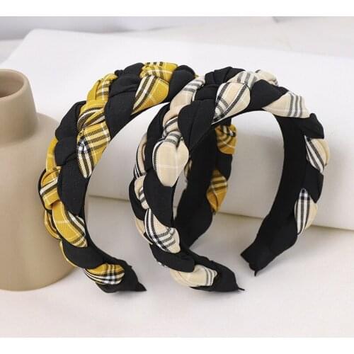2020 Vintage Plaid Braided Bezel Hair Band Women Headband Hoop Hair Clips Girls Hair Accessories Hairband Opaska Do Wlosow
