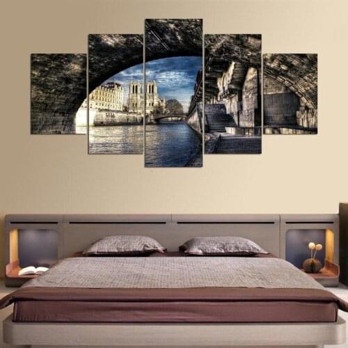 5Panel diamond painting full square round diamond embroidery Building Lake Landscape rhinestone Of Picture,home decoration,A2126