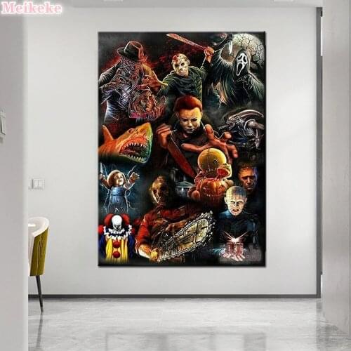 5D DIY Full Round/Square Diamond Painting Horror Movie Characters 3D Embroidery Cross Stitch Rhinestone Mosaic Home Dector