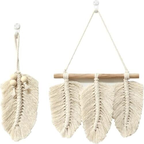 Promotion! 2Pcs Bohemian Nordic Style Cotton Hand-Woven Chic Lace Leaves Decorative Ornaments Home Decorations Macrame Boho Deco