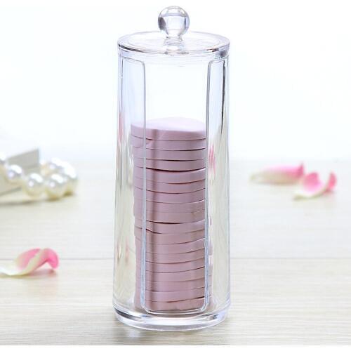 QuickDone Acrylic Round Container Cosmetic Makeup Cotton Pad Organizer Makeup Holder Women Organizer Jewelry Storage Box HG0524