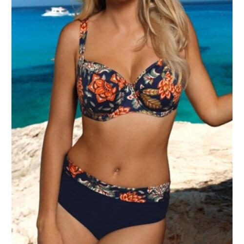 Floral Print Large Swimsuits Push Up Bikini Female Plus Size Swimwear Beach Wear Brazilian Bikinis Womens Swimming Bathing Suit
