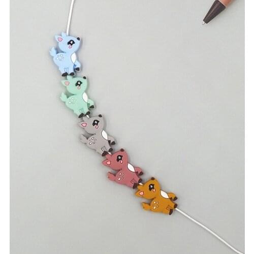 Chenkai 50PCS Silicone DeerTeether Beads Animal Teething Beads BPA Free For Baby Nursing Teething Accessories