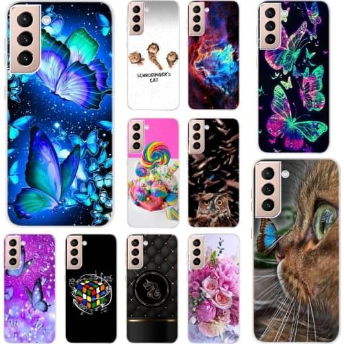 Case For Samsung Galaxy S21 5G coque Silicone TPU Back Cover On For Samsung S21 galaxy S 21 Luxury Flower Shockproof shell