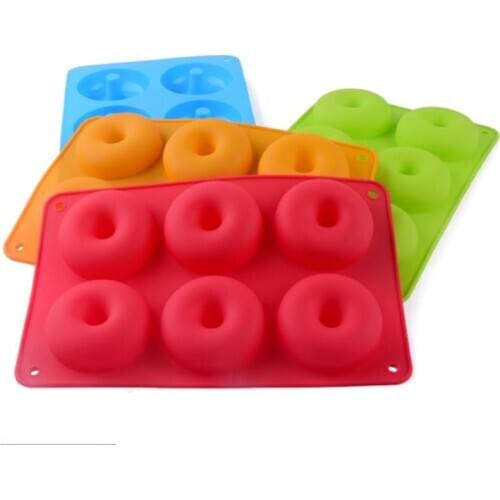 6-Cavity Donut Mold 3D Mold Silicone Donut Baking Pan DIY Cake Mould Kitchen Tool Chocolate Biscuit Cake Mold Non-Stick Candy