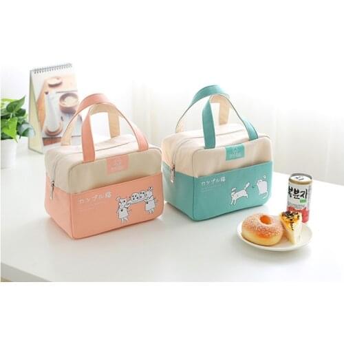 Canvas lunch box portable and practical insulation bag outdoor picnic lunch carry-on bag storage box work school lunch bag