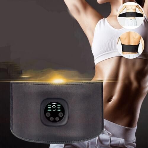 Intelligent Unisex USB Rechargeable EMS Fitness Trainer Belt LED Display Electrical Muscle Stimulator Abdominal Muscle Sticker