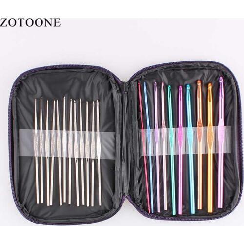 ZOTOONE 22PCS Colorful Crochet Hook Knitting Needles Set Aluminum Handle Knit Weave Yarn Diy Knitting Tools Craft Crochet Hook C