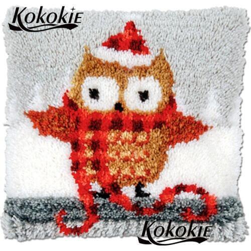 Latch Hook diy rug owl Pillow kits 3d carpet Needlework Crocheting Rug Kits Yarn Handmade Unfinished Embroidery Pillowcase