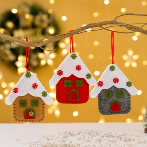 Lovely Felt Applique House Pendant Craft Christmas Tree Ornament DIY Indoor Room Showcase Decorative Hanging Drop Ornaments