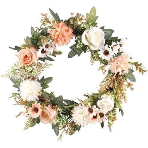 Realistic Autumn Begonia Rose Wreath Christmas Begonia Garland Porch Wall Door Decoration Festive Wedding Decoration