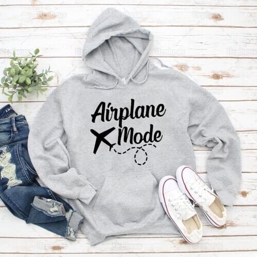 Airplane Mode Unisex Hoodies Funny Travel Pullover Hoodie Sweatshirt for Friend Plane Airport Cute Hoodie
