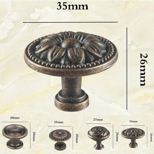 Round Antique Bronze Furniture Single Hole Handle Pulls Knobs Cabinets Door Cabinet Wardrobe Drawer Closet Pull Handle