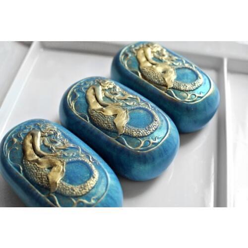 Silicone Mold Mermaid Soap Oval / Siren Soap DIY Soaps Molds Aroma Stone Moulds Handmade Beautiful Seabed Mermaid PRZY 001