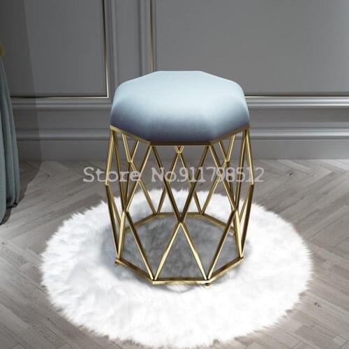 Nordic ins wind chair simple household dressing stool golden birds nest iron art makeup chair manicure backrest shoe changing s