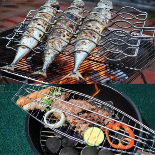 Outdoor BBQ Fish Eggplant Corn Barbecue Holder Barbecue Grill for Toasted Bread Grilled Sausages Family BBQ Party Accessories