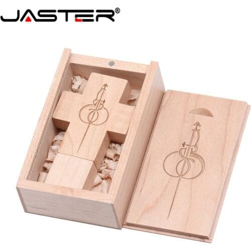 JASTER 2.0 USB Flash Drives 128GB Wooden USB Stick 64GB Personalized Cross Pendrive 32GB Free Custom LOGO External Storage