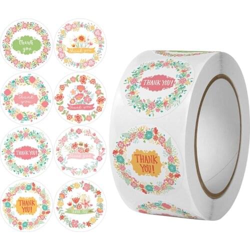 50-500pcs Flower Thank You Stickers Seal Labels for Wedding Gift Christmas Card Business Packaging Seal Stickers Stationery