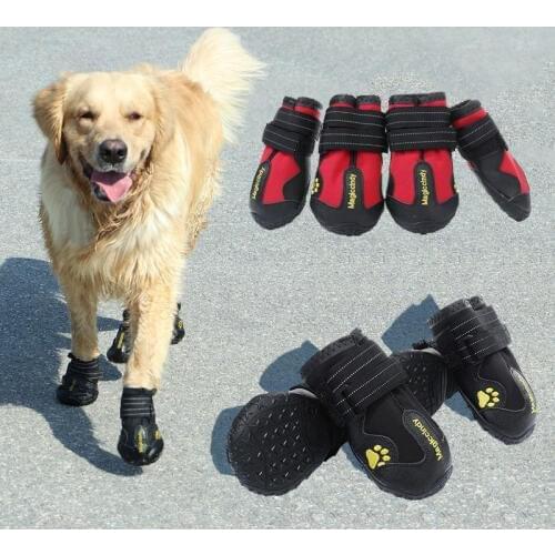Waterproof Big dog shoes Reflective night light pet shoe Non Slip Rain Boots outdoor Fashion shoes