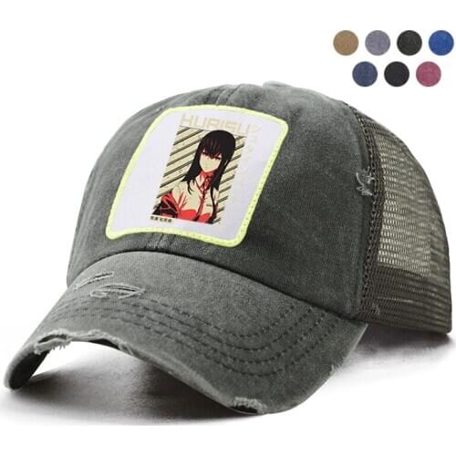 Japan Anime Steins Gate 0 Makise Kurisu Sun Shade Baseball Cap Sunhat Dad Trucker Mesh Hat Woman Man Snapback Bone Sport Hats