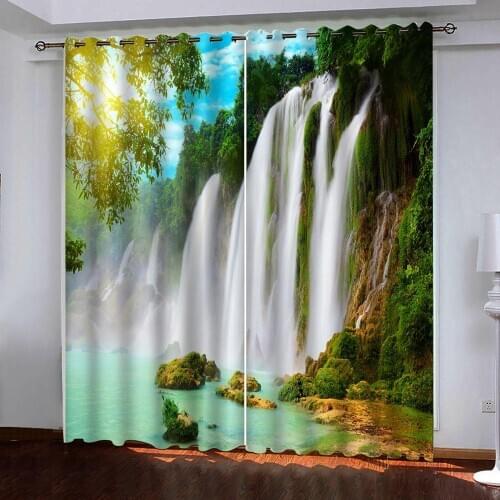3D Curtains Beautiful waterfall Printing fashion curtain custom Living Room Bedroom office Room 3D Curtain Window