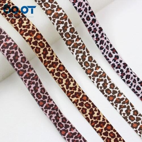 E-20421-655,10yards 5/8'' Leopard print Ribbon Elastic Foldover Elastics Stretch Hair Ties Headbands for Baby Girls Hair Bow