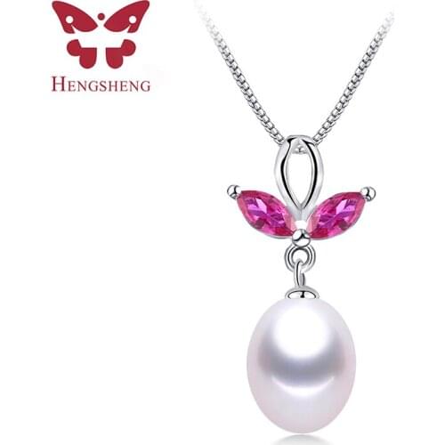 Crystal 5A Natural Freshwater Pearl Pendant Women Fashion 925 Sterling Silver Necklace Pearl Jewelry