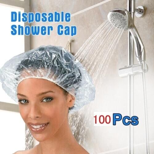 100pcs/lot Disposable Elastic Shower Hat Hair Salon Waterproof Hotel Bathing Cap Hat Hotel One-Off Bathing Bathroom Products