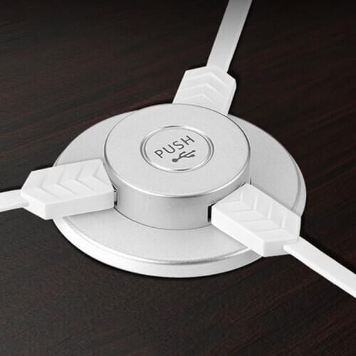 160cm Pop-up In-Desk Slot 3 USB 2.0 & USB1.1 Ports Hub Splitter Adapter for Laptop PC Computer/ Mobile Charger