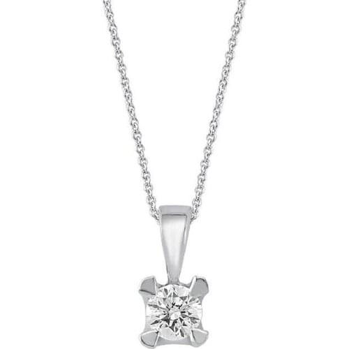 18K Gold Natural Diamond 0.10ct E-F vs Triangle Nail Solitaire Necklace WPN3331