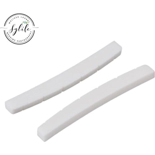 2x White Electric Guitar Cattle Bone 6 String Slotted Nut Bridge Saddle
