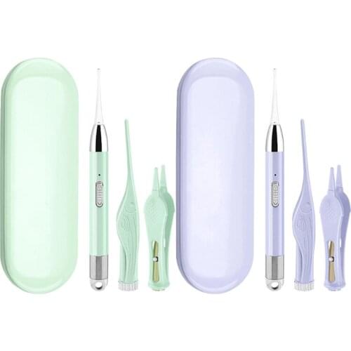 3 Pcs Earpicks Ear Wax Removal Tools with LED Light Ear Spoon Digger Tweezers Nose Cleaning Pick Nipper for Adult Kids Baby Gift