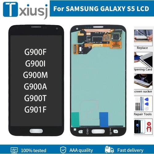 Amoled LCD For SAMSUNG GALAXY S5 G900 LCD Display Touch Screen Digitizer G900F G900M For Samsung S5 LCD Screen With Burn Shadow